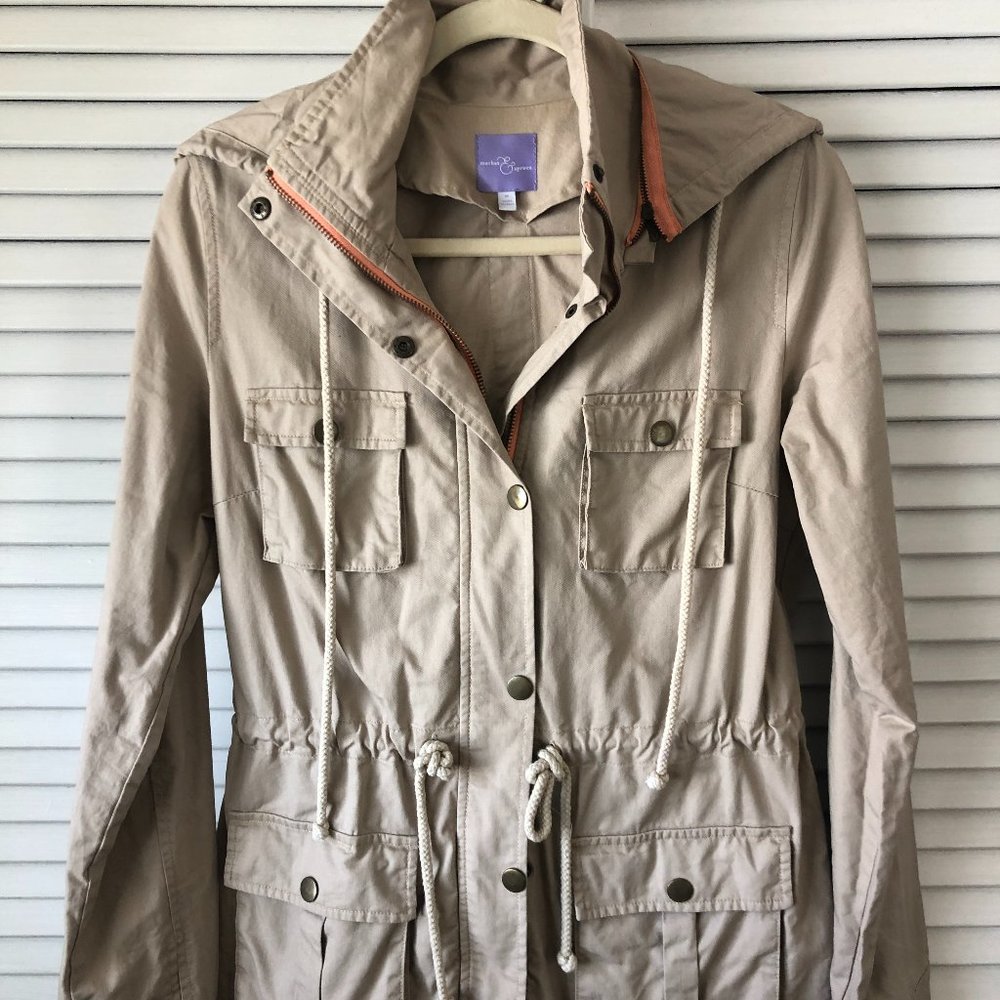 Market & Spruce Cargo Anorak Jacket Beige